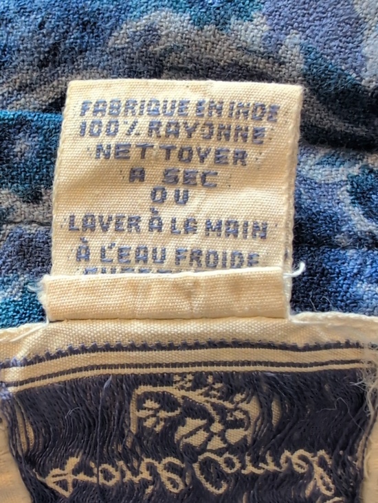 Vintage April Cornell Indigo Floral & Plaid, Button Front, Tie Back Maxi Dress. - Picture 13 of 13